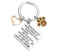 Pinenuts Pet Memorial Keychain, Dog Memorial Gifts Loss of Pet Keychain with Paws, Cat Sympathy Keyring Dog Remembrance Keychain Pet Bereavement Gifts with Box
