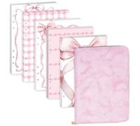 Pineraap 100 Sheets Pink Bow A5 Refill Papers for Planner Binder Insert with Pink Pu Leather Binder Cover, Refillable 6 Ring Binder Journal with 120GSM Thick Bowknot Notebook Fillers for Girls Women