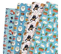Pineraap 12 Sheets Cute Animal Wrapping Paper - 20” x 28” - Little Rabbit Gardener, Owl Staff, Cat Singer, & Fox Doctor Design - Animal Wrapping Paper Ideal for Kids Birthday Party, Baby shower