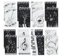 Pineraap 16 Pcs Music Mini Notepads Spiral Notebook, 3.94 x 2.36 Inch Musical Party Favors, Pocket Memo Pads for Birthday Party Gift Bags, School Supplies, Classroom Prizes