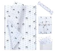 Pineraap 20 Sheets Black Bow Tissue Paper, Cute Bow Knot Dot Printed Gift Wrap Tissue Paper Large Decorative Art Paper for Gift Packing Birthday Wedding Party DIY Crafts, 19.7 x 27.6 Inch