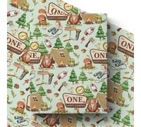 Pineraap Camping 1st Birthday Wrapping Paper Roll for Boy, One Happy Camper Gift Wrap Paper with Tent Bear, 1 Year Old Gift Art Packing Paper for Baby Shower First Birthday's Party, 17Inch x 16.5Feet