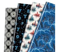 Pineraap Dreamscape Wrapping Paper 12 Sheets Mystical Dimensional Designs,Lightning,Fog City,Cryptic Symbols,Abstract Vortex Gift Wrap for Mystery Lovers,Sci-Fi Fans,20"×28"