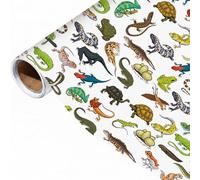 Pineraap Exotic Pet Wrapping Paper Roll - 17Inch x16.4Feet - Leopard Gecko Chameleon Snake Frog Turtle Reptiles Theme Gift Wrap for Reptile Lovers,Birthday Parties,Holiday Gifts