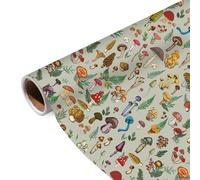 Pineraap Mushroom Wrapping Paper Roll - 17Inch x16.4Feet - Plants Whimsical Forest Theme Gift Wrap for Birthday,Party,Holiday Decor