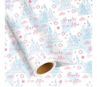 Pineraap Wedding Wrapping Paper Roll - Castle with Happily Ever After Design for Wedding Bridal Shower Anniversary Engagement Baby Shower Christmas - 17 Inch x 16.4 Feet