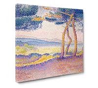 Pines Along The Shore by Henri Edmond Cross Canvas Print | Gallery Wrapped 30mm Frame Wall Art | 14x14 inches | Ready to Hang | Classic Religious Picture | Living Room Bedroom Lounge Office