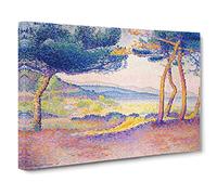 Pines Along The Shore By Henri Edmond Cross Canvas Print | Gallery Wrapped 30mm Frame Wall Art | 24x16 inches | Ready to Hang | Classic Religious Picture | Living Room Bedroom Lounge Office