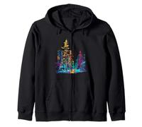 Pines Colorful Architecture Nature Lover Artwork Zip Hoodie