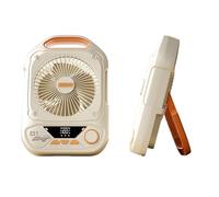 PineSailo 20000mAh 15-64H Working 8-inch Portable Camping Fan with LED Light and 100 Speeds, Quiet Battery Operated Personal Desk Fans With Digital Display for Office Travel Bedroom (Cream White)