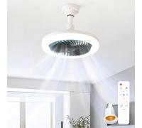 PineSailo Fragrance Ceiling Fans with Lights and Quality Remote, Support B22 and E27 Base Bulb Bayonet Fitting, Quiet Fan with LED Light 3 Color Dimmable Lamps 3 Speed for Living Room Bedroom Garage