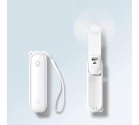 PineSailo Handheld Mini Fan, 15-20H Working 3 IN 1 USB Rechargeable Portable Hand Fans with Power Bank & Flashlight, Pocket Design for Travel Summer Concerts, Gifts for Women (White)