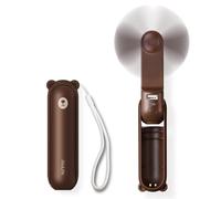 PineSailo Handheld Mini Fan, 15-20H Working 3 IN 1 USB Rechargeable Portable Hand Fans with Power Bank & Flashlight, Pocket Design for Travel Summer Concerts, Gifts for Women (Brown)