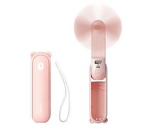 PineSailo Handheld Mini Fan, 15-20H Working 3 IN 1 USB Rechargeable Portable Hand Fans with Power Bank & Flashlight, Pocket Design for Travel Summer Concerts, Gifts for Women (Pink)
