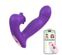 PineSailo Strong Rotating Sucking Vibrator Sex Toy, Wearable Rose Vibrators, 10 Vibrating 10 Sucking 10 Wiggling Modes G-Spot Clitoral Stimulator Dildo for Women Couples Adult Sex Toys (Purple)