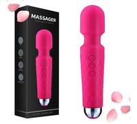PineSailo Wand Vibrator Sex Toy for Women, 20 Modes Powerful Flexible Head Massager, Quiet Waterproof Vibrators for G Spot Clitoris Stimulation, Anal Dildo Adult Sex Toys for Couples (Rose Red)