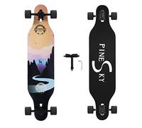 PINESKY 41 Inch Longboard Skateboard 8 Ply Natural Maple Complete Skateboard Cruiser for Cruising, Carving, Free-Style and Downhill with T-Tool Valley
