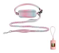 PINETAPIRS Hands Free Dog Leash with Zipper Pouch,Adjustable Waist Belt, Bungee Leash 3.9-6 Feet Long with Reflective Stitches for Jogging,Walking and Running Dog