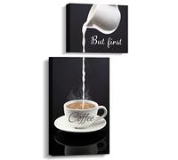 Pinetree Art Coffee Bar Wall Decor - But First Coffee Sign - Kitchen Canvas Wall Art for Modern Home Dining Room