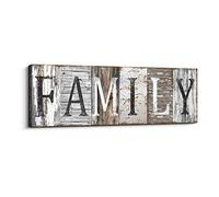 Pinetree Art Quotes Wall Art Decor, Family Decorative Signs Inspirational Motto Canvas Prints with Solid Wood Inner Frame (Family, 23.6 x 7.9 inch)