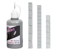 Pinewood Weights Car Kit-3 Sizes 24 pcs Iron Adhesive Weights, 1/4 OZ, 1/2 OZ, 1 OZ Adhesive Stick-on Weights and 40ML Graphite Lubricant Powder for Derby Car