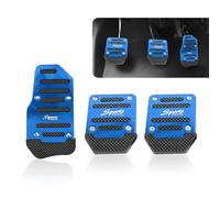 pinflaw 3 PCS Car Accelerator + Brake + Clutch Foot Pedal Kit, Alloy + Rubber Anti-slip Transmission Pedal Cover Anti-friction Pedal, Modification Accessories, for Most Manual Vehicles (Blue)