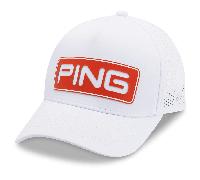 PING 2026 TOUR VENTED DELTA GOLF HAT - WHITE / TANGO