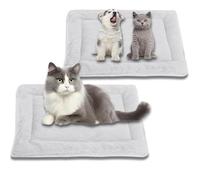 ping bu 2PCS Cosy Calming Cat Beds Blanket Washable,Luxury Cats Mat Soft Fluffy Premium Flannel Pet Cushion Pad Double-sided Warm dog Bed (White,M-56x46CM)