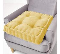 ping bu Booster Cushion Seat Pad 100% Cotton,10 Cm Thick Cushion Seat Pads,Large 50cm Square Seat Cushion Pad for Adults Chair Armchair Garden (50x50cm,Yellow)