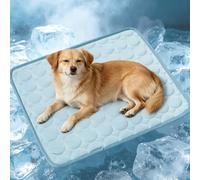 ping bu Ice Silk Pet Cooling Mat,Large Washable Non-Slip Foldable Dog Cat Cool Pad,Luxury Breathable Summer Sleeping Mat for Indoor Crate Sofa Outdoor Travel Car (Light Blue,70 * 55CM-L)