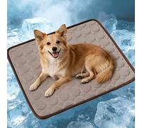 ping bu Ice Silk Pet Cooling Mat,Large Washable Non-Slip Foldable Dog Cat Cool Pad,Luxury Breathable Summer Sleeping Mat for Indoor Crate Sofa Outdoor Travel Car (Coffee,50 * 40CM-S)