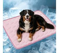 ping bu Ice Silk Pet Cooling Mat,Large Washable Non-Slip Foldable Dog Cat Cool Pad,Luxury Breathable Summer Sleeping Mat for Indoor Crate Sofa Outdoor Travel Car (Pink,100 * 70CM-XL)