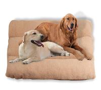 ping bu Large Dog Bed Fluffy Removable,Luxury Dogs Bed Anti Anxiety Large Pet Washable Cover,Soft Dog Beds for Home Living Room Kitchen (Beige,S-70 * 50cm)