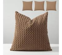 ping bu Neutral Corduroy Cushion Covers Set of 4,Square Decorative Sofa Pillowcases Warm Color Scheme Pillow Covers for Home Bohemian Decor Sofa Bed Living Room (Coffee,40x40CM)