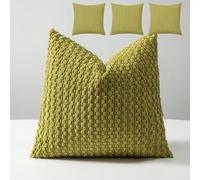 ping bu Neutral Corduroy Cushion Covers Set of 4,Square Decorative Sofa Pillowcases Warm Color Scheme Pillow Covers for Home Bohemian Decor Sofa Bed Living Room (Green-B,40x40CM)