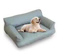ping bu Pet Sofa Cat Couch Bed,Waterproof Dog Sofa PU Leather Sleeping Bed,Calming Large Dog Beds Prevent Urination Pet Couch for Indoor Cats Living Room (Blue,XL-90 * 55CM)