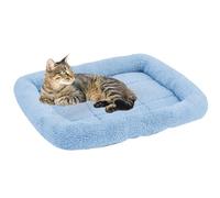 ping bu Plush Cat Bed Medium Dog Fleece Pet Cushion,Lamb Wool Dog Puppies Bolster Soft Calming Cat Sleeping Basket Non-Slip Bed (S(40 * 28cm),Blue)