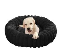 ping bu Plush Large Dog Bed,Calming Donut Large Dog Bed Sofa Cushion Washable,Warming Round Pet Dogs Beds for Indoor Sleeping Dogs Cats Non-Slip (Black,80cm)