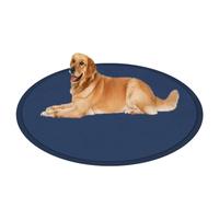 ping bu Round Deluxe Dog Bed Mat for Large Dogs Washable,Anti-Slip Dog Bed Crate Mat Comfy Fluffy Kennel Donut,Soft Pet Sleeping Beds Mattress for Large Jumbo Medium Small Dogs (Navy,55.1 inch)