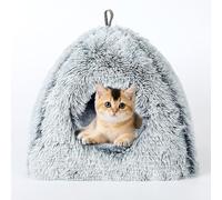 ping bu Warm Guinea Pig Bed House Cat Cave,Small Cat Bed Cozy Hamster Rabbit Beds with Removable Pad,Large Winter Non-Slip Base Rabbit Cushion Soft Mattress (S-30 * 28 * 23CM,Grey A)