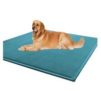 ping bu Washable Deluxe Dog Bed Mat for Large Dogs,Anti-Slip Dog Bed Crate Mat Comfy Fluffy Kennel,Ultra Soft Pet Sleeping Beds Mattress for Large Jumbo Medium Small Dogs (Blue,19.7x31.5 inch)