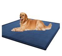 ping bu Washable Deluxe Dog Bed Mat for Large Dogs,Anti-Slip Dog Bed Crate Mat Comfy Fluffy Kennel,Ultra Soft Pet Sleeping Beds Mattress for Large Jumbo Medium Small Dogs (Navy,31.5x39.4 inch)