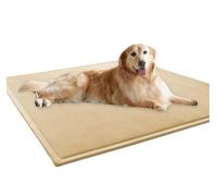 ping bu Washable Dog Bed Mat for Large Dogs,Deluxe Dog Bed Crate Mat Comfy Fluffy Kennel,Ultra Soft Pet Sleeping Beds Mattress for Large Jumbo Medium Small Dogs Non-slip (Beige,19.7x31.5 inch)