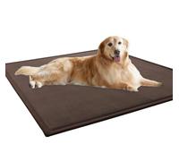 ping bu Washable Dog Bed Mat for Large Dogs,Deluxe Dog Bed Crate Mat Comfy Fluffy Kennel,Ultra Soft Pet Sleeping Beds Mattress for Large Jumbo Medium Small Dogs Non-slip (Brown,19.7x31.5 inch)