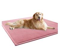 ping bu Washable Dog Bed Mat for Large Dogs,Deluxe Dog Bed Crate Mat Comfy Fluffy Kennel,Ultra Soft Pet Sleeping Beds Mattress for Large Jumbo Medium Small Dogs Non-slip (Pink,39.4x47.2 inch)