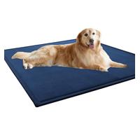 ping bu Washable Dog Bed Mat for Large Dogs,Deluxe Dog Bed Crate Mat Comfy Fluffy Kennel,Ultra Soft Pet Sleeping Beds Mattress for Large Jumbo Medium Small Dogs Non-slip (Navy,51.2x51.2 inch)