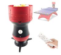 Ping Pong Ball Launcher, Portable Table Tennis Trainer with Remote, Adjustable Serve Distance, Strength, Frequency, and Speed, 90+ Balls Capacity for Coaching and Club Training