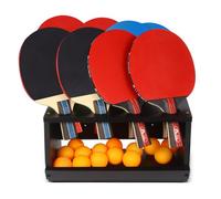 Ping Pong Paddle Holder, Ping Pong Paddle Storage Rack Hold 8 Rackets, 2-in-1 Wall Mount & Countertop Table Tennis Holder for Garage, Game Room, Bar and Men Cave, Black
