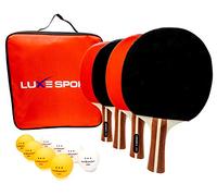 Ping Pong Paddle Set of 4 - Full Table Tennis Bundle inc. 4 Ping Pong Paddles, 8 Three Star Balls, Portable Storage Travel Bag/Case - Racket Set for 2 or 4 Players - Rec Indoor / Outdoor Games