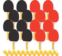 Ping Pong Paddles Set with 16 Rackets & 24 Balls, Table Tennis Bat Bulk | Professional Size, Wooden Handle, Rubber Surface, Alasticity, 7 Layer Backplane, Ping Pong Bat for Outdoor Indoor Game Sport